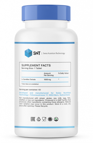 SNT L-Carnitine Tartrate, 60 таблеток SNT L-Carnitine Tartrate, 60 таблеток
