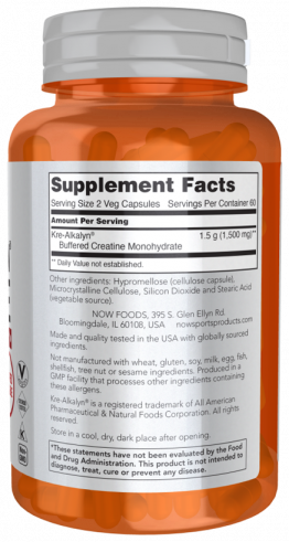 NOW Кре-Алкалин Креатин 750 мг, 120 капсул