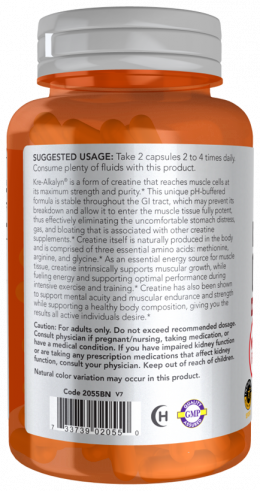NOW Кре-Алкалин Креатин 750 мг, 120 капсул
