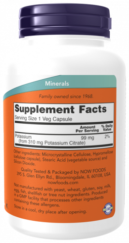NOW Калий Цитрат 99 мг, 180 капсул