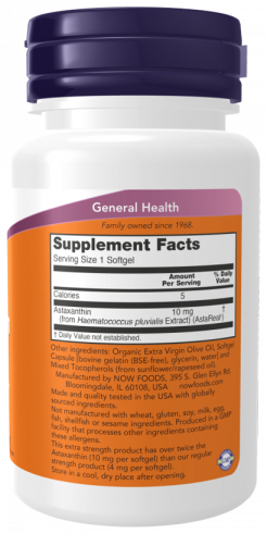 NOW Астаксантин 10 мг, 60 капсул