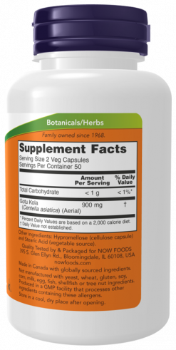 NOW Gotu Kola 450 mg, 100 капсул NOW Gotu Kola 450 mg, 100 капсул