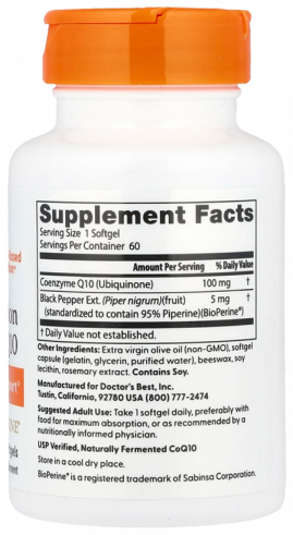 Doctor's Best High Absorption CoQ10 100 mg, 60 капсул