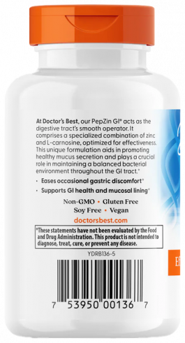 Doctor's Best PepZinGL, Хелат цинка + L-карнозин, 120 капсул