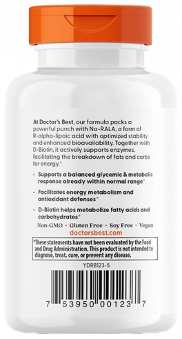 Doctor's Best Stabilized R-Lipoic Acid, Липоевая кислота, 60 капсул
