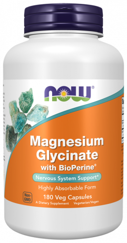 NOW Magnesium Glycinate with BioPerine, Глицинат магния с БиоПерином, 180 капсул