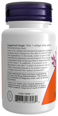 NOW Лютеин Эстерс, 120 капсул