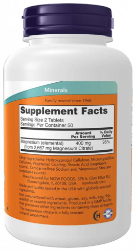 NOW Magnesium Citrate 200 mg, 100 таблеток NOW Magnesium Citrate 200 mg, 100 таблеток